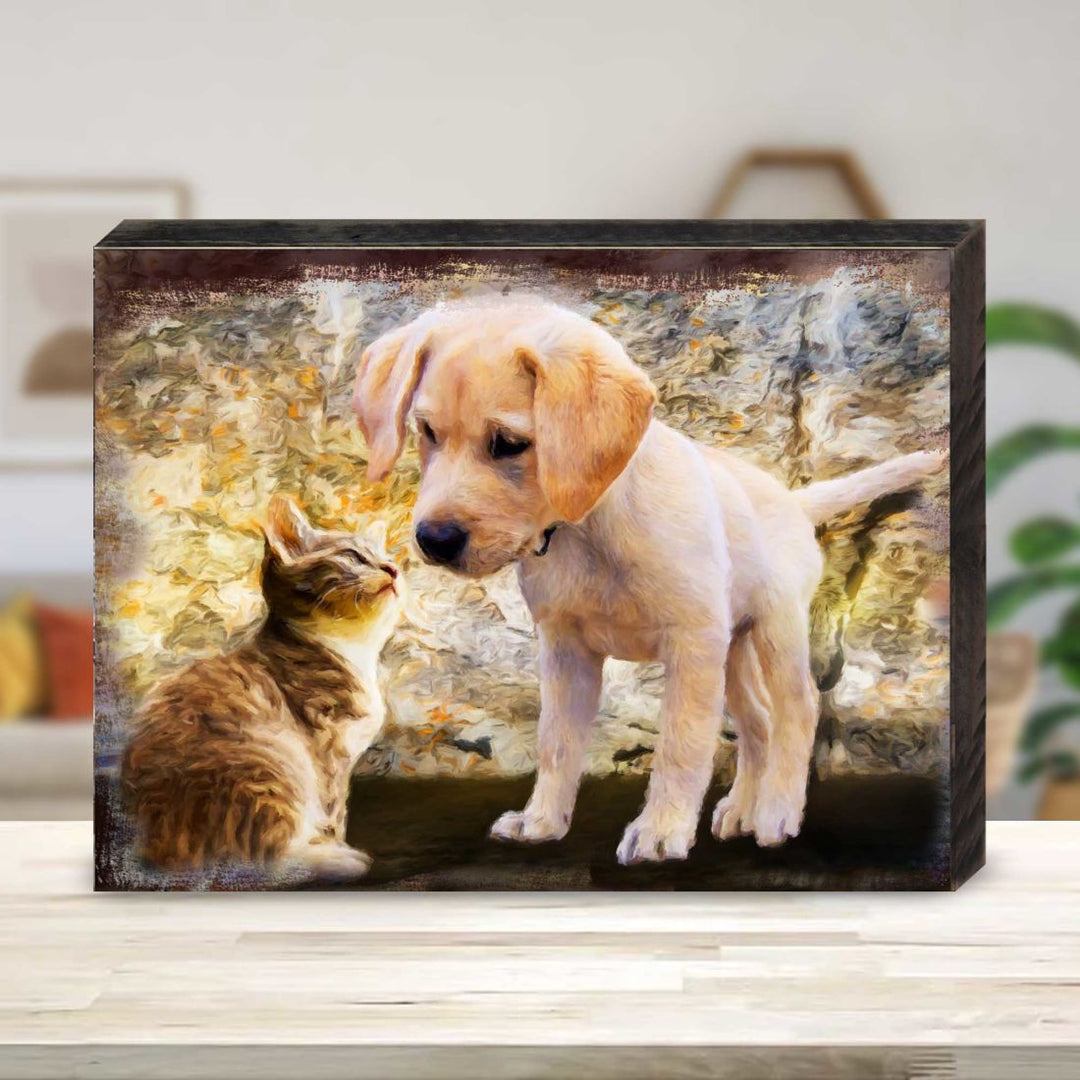 Allene Dog &amp; Cat Art Wooden Wall Art by Nature Wonders - Pets Dog and Cats Decor - 95340B