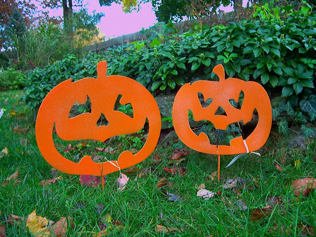 Jack O Lantern Pumpkin Garden Stake or Wall Hanging (option) Outdoor Halloween Decoration