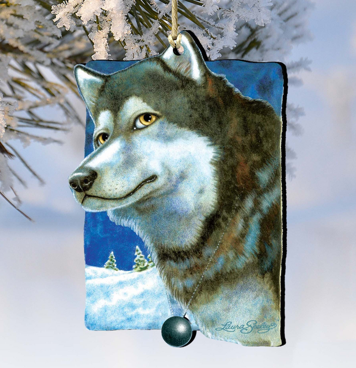Snow Tracks Wooden Ornaments Pets by Laura Seeley - Pets Dog and Cats Decor - 8511014-LS