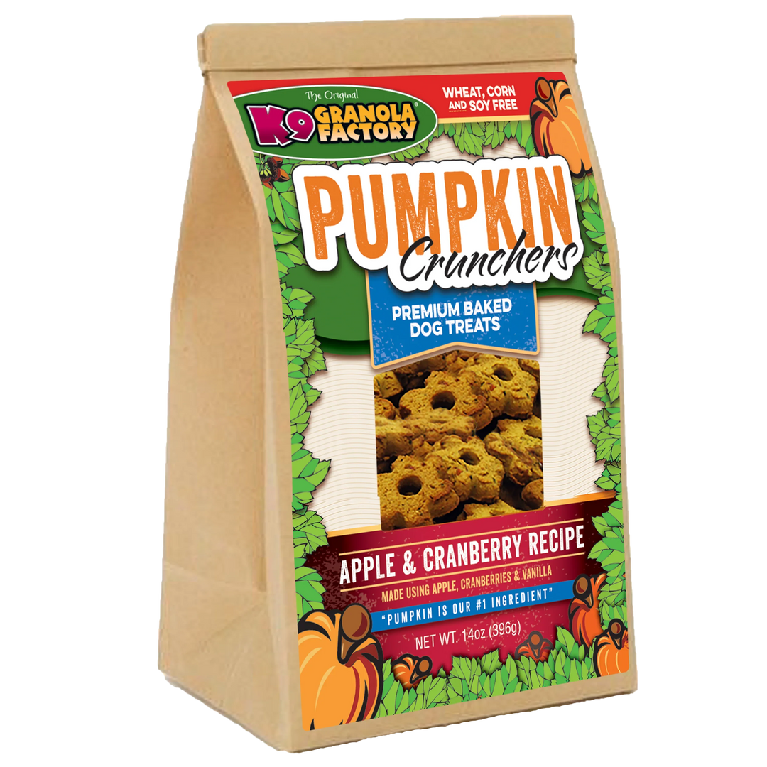 K9 Granola Factory Pumpkin Crunchers, Apple &amp; Cranberry Recipe Dog Treats (14oz)