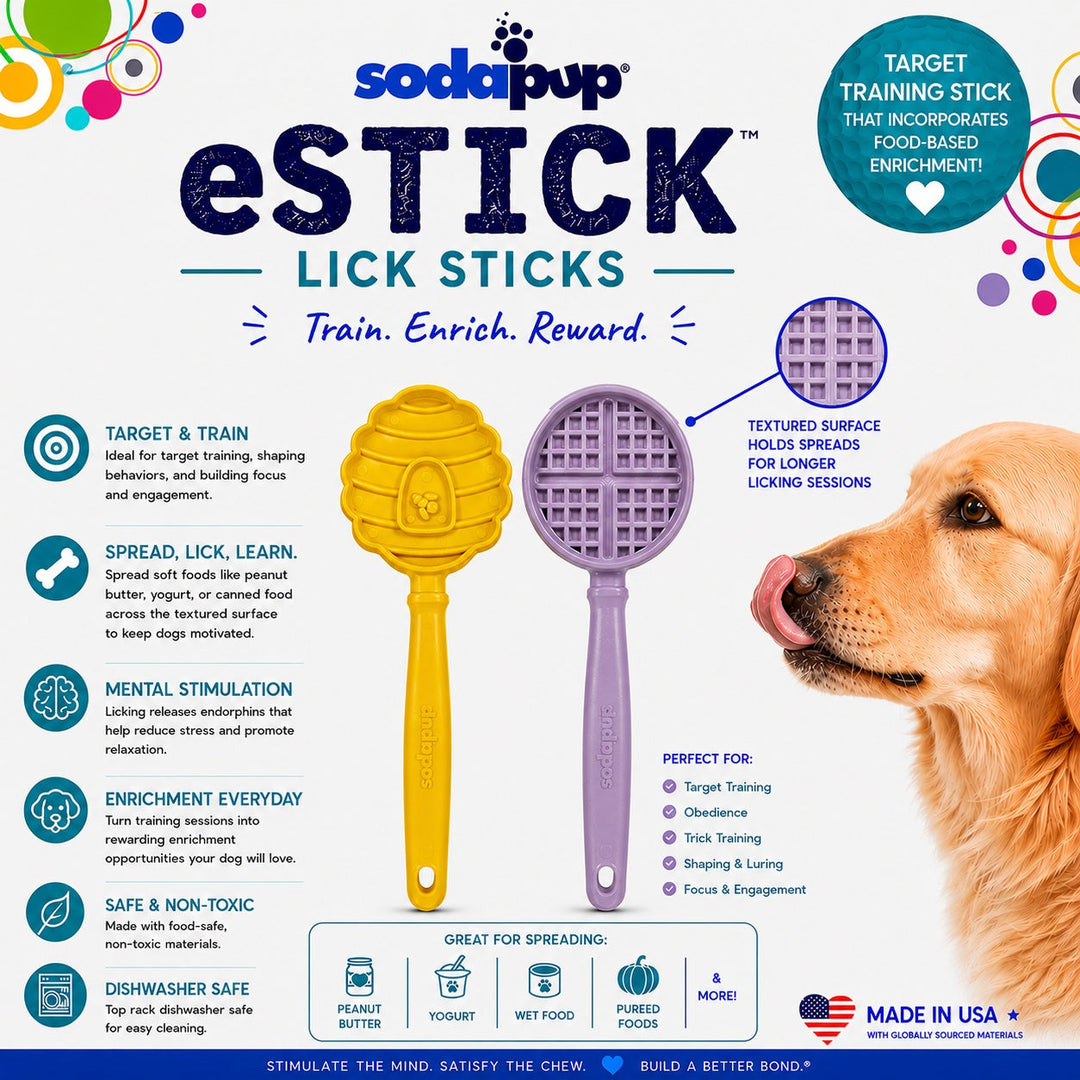 eStick Hand-Held Dog Enrichment Target Training Toy - Interactive Lick Stick | USA Made