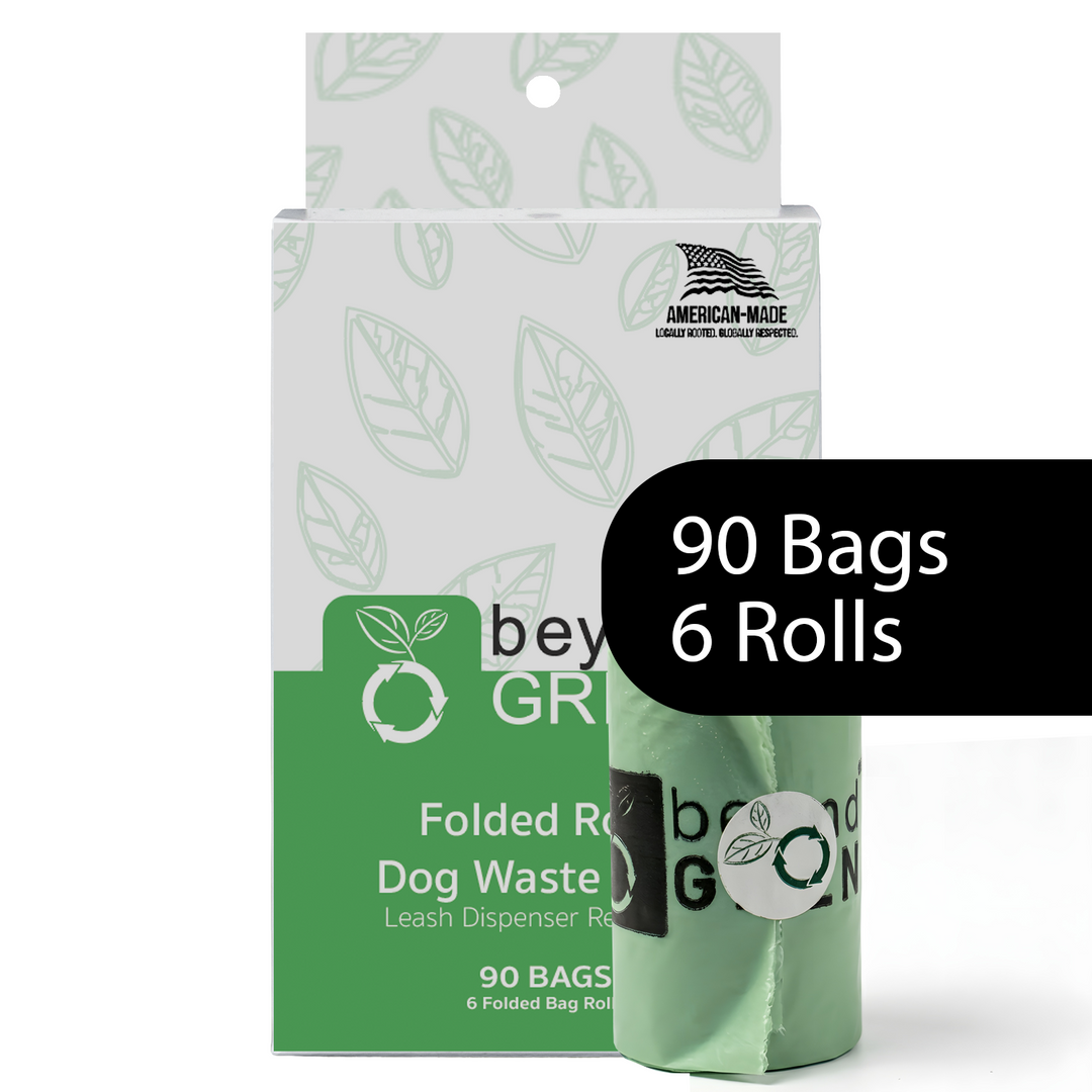 Green Dog Poop Bags – Folded Rolls 9" x 12" - Made in USA