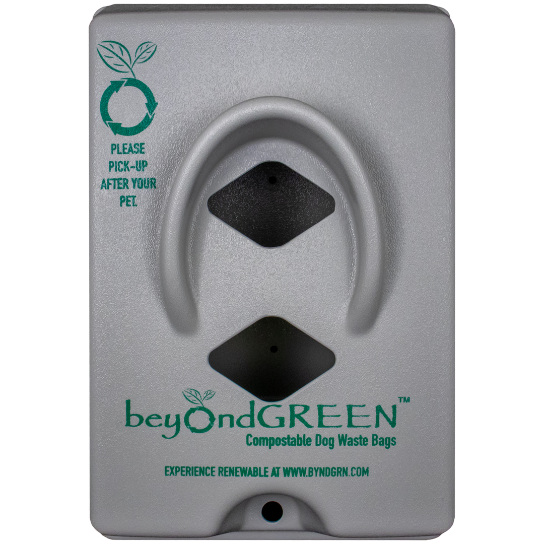 beyondGREEN Dog Waste Bag Dispenser – Wall &amp; Pole Mount – Standard Roll Compatible, Front-Load