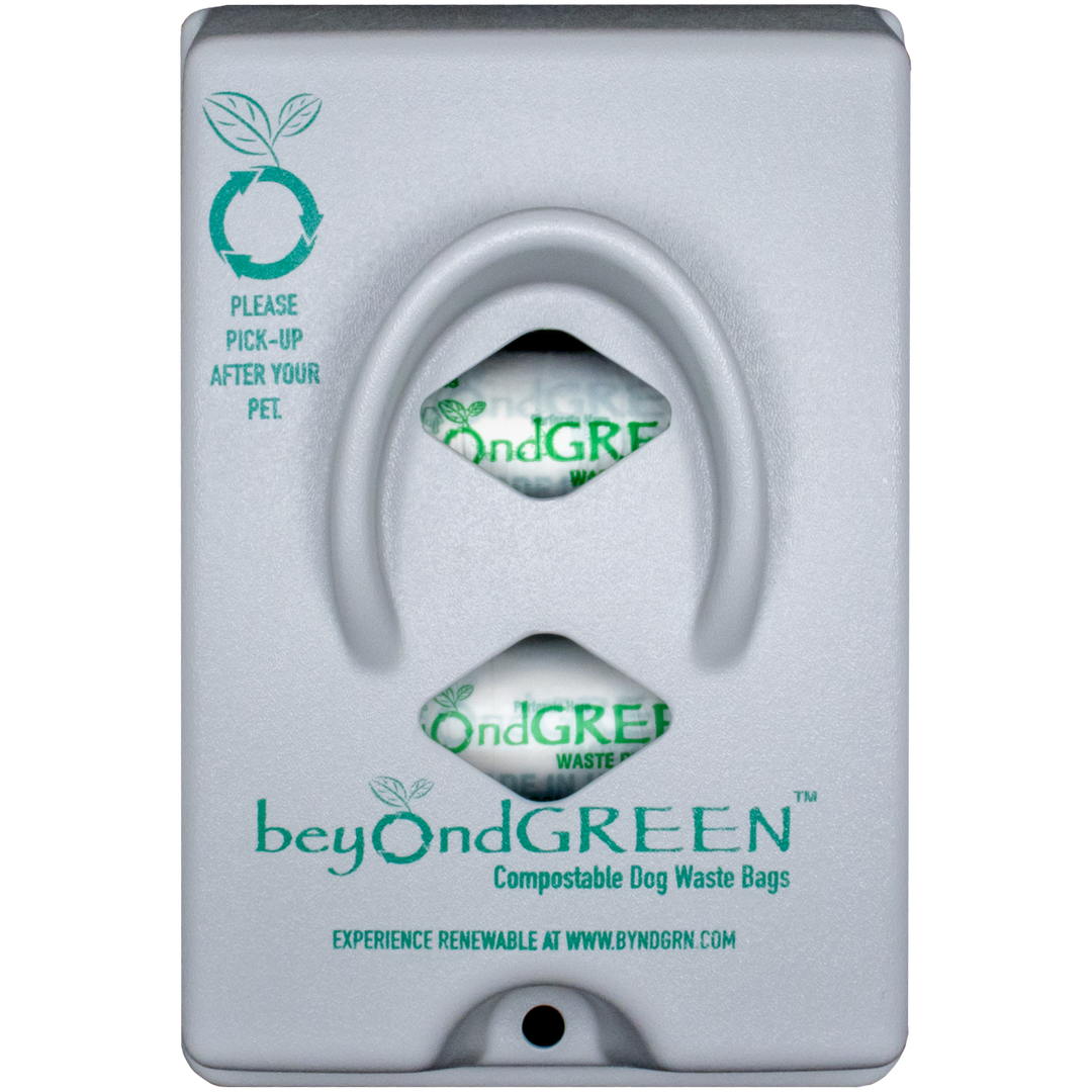 beyondGREEN Dog Waste Bag Dispenser – Wall &amp; Pole Mount – Standard Roll Compatible, Front-Load