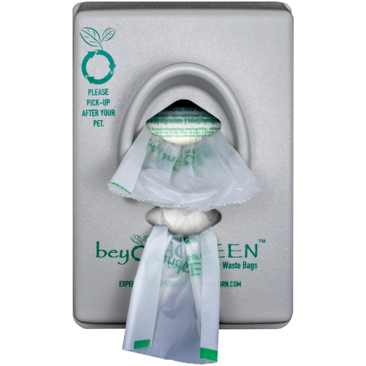beyondGREEN Dog Waste Bag Dispenser – Wall &amp; Pole Mount – Standard Roll Compatible, Front-Load