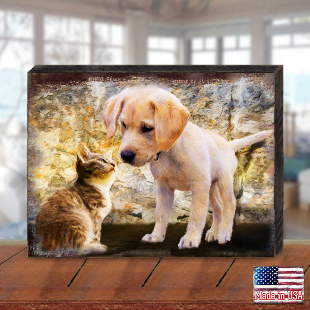Allene Dog &amp; Cat Art Wooden Wall Art by Nature Wonders - Pets Dog and Cats Decor - 95340B