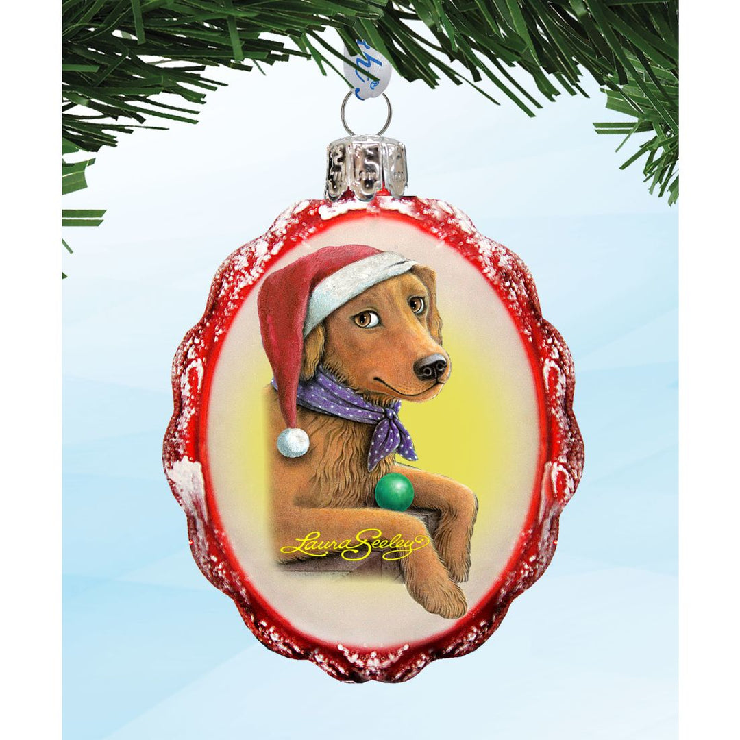 Flowers Fetch Fun Mercury Glass Ornament by Laura Seeley - Pets Dog and Cats Decor - 779218-LS