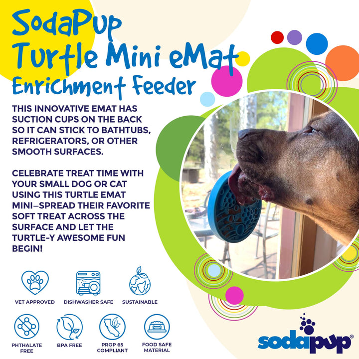 Turtle eMat-Mini Lick Mat with Suction Cups - Small Dogs &amp; Cats | USA
