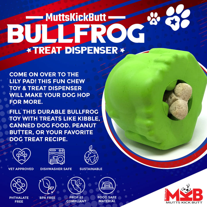 Bull Frog Dog Chew Toy &amp; Treat Dispenser - USA Made | SodaPup