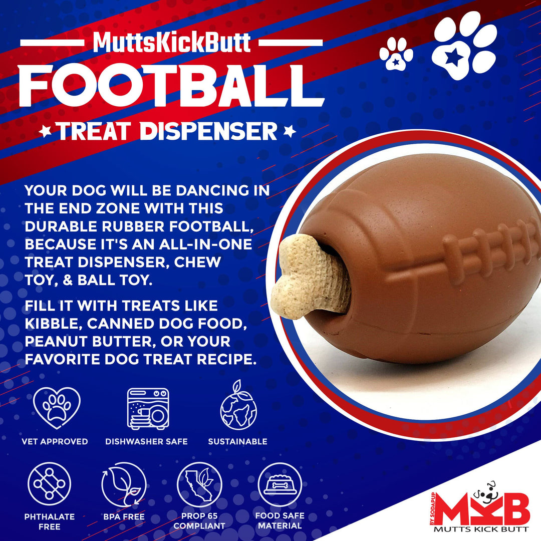 Football Dog Chew Toy &amp; Treat Dispenser - USA Made | SodaPup
