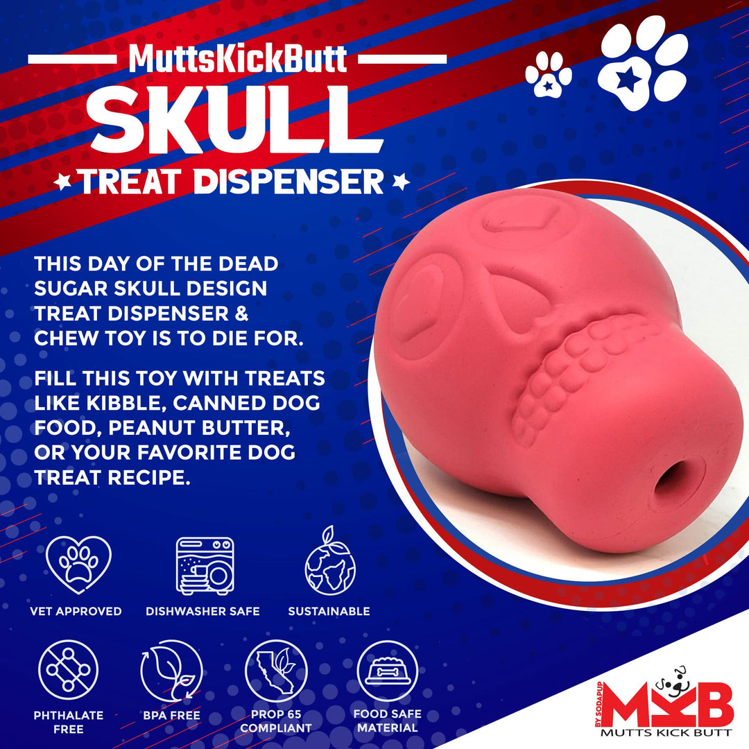 Sugar Skull Dog Chew Toy &amp; Treat Dispenser - USA Made | SodaPup