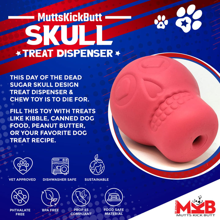 Sugar Skull Dog Chew Toy &amp; Treat Dispenser - USA Made | SodaPup