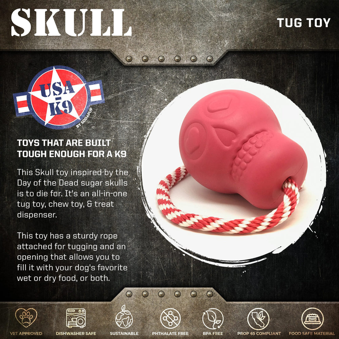 USA-K9 Skull Dog Chew Toy &amp; Treat Dispenser - Made in USA | SodaPup