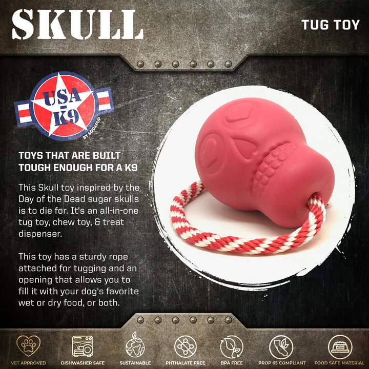 USA-K9 Skull Dog Chew Toy &amp; Treat Dispenser - Made in USA | SodaPup