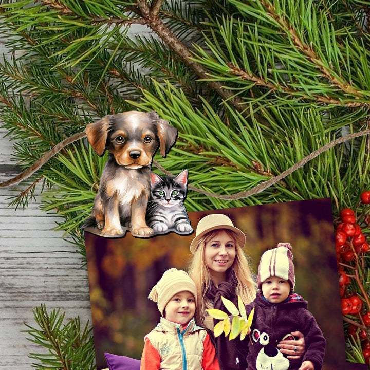 Dogs Clip-On Eco Wood Decorative Ornaments Set of 6 by G. Debrekht - Christmas Decor - 8090017C-S6