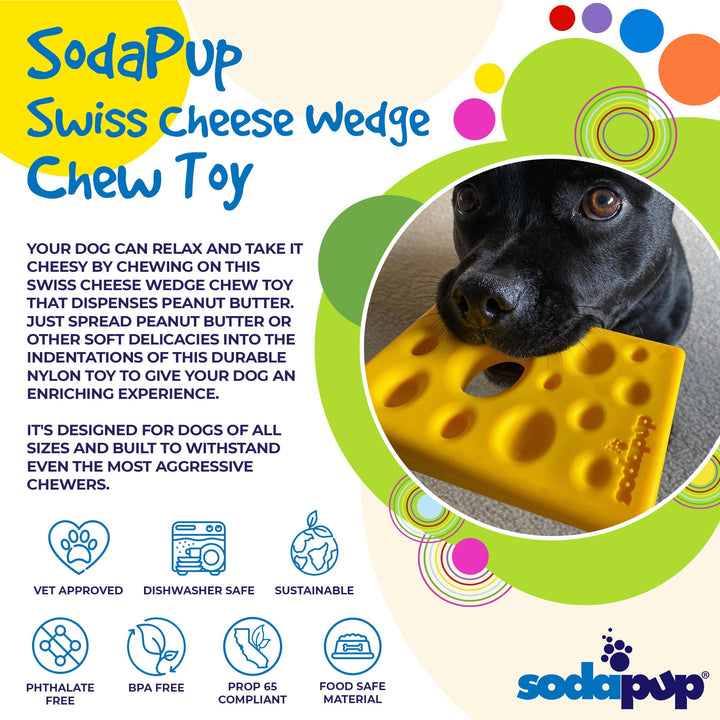 Swiss Cheese Wedge Nylon Dog Chew Toy for Aggressive Chewers | SodaPup