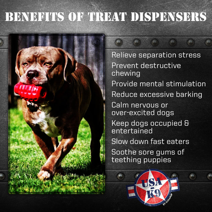 USA-K9 Grenade Shaped eDispenser Durable Dog Chew Toy &amp; Treat Dispenser - Magnum Black