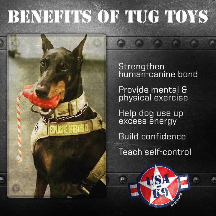 USA-K9 Grenade Shaped Rubber Dog Toy - Chew, Treat Dispenser &amp; Tug Toy | USA - Army Green