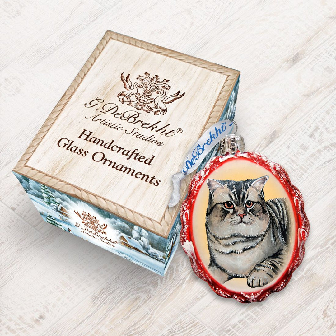 Grey Tab Mercury Glass Ornament by G. DeBrekht - Pets Dog and Cats Decor - 774016