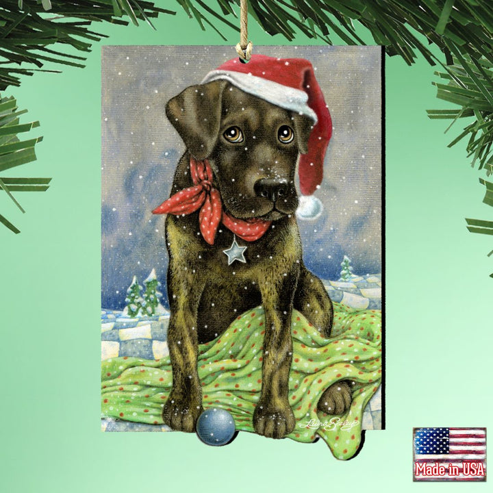 Flurries Fetch Fun Santa Dog by Laura Seeley - Pets Dog and Cats Decor - 8511025-LS