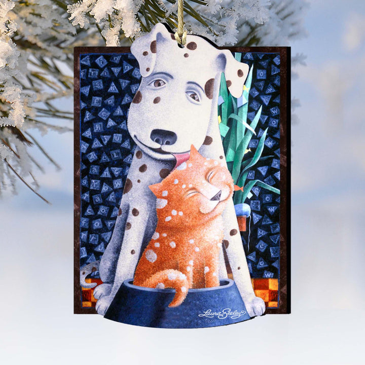 Friendship Wooden Ornaments Pets by Laura Seeley - Pets Dog and Cats Decor - 8511012-LS
