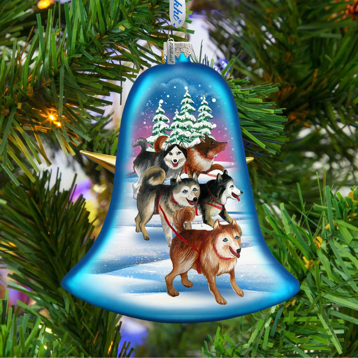 Sledging Dogs Glass Ornament by G. DeBrekht - Christmas Decor - 752-040