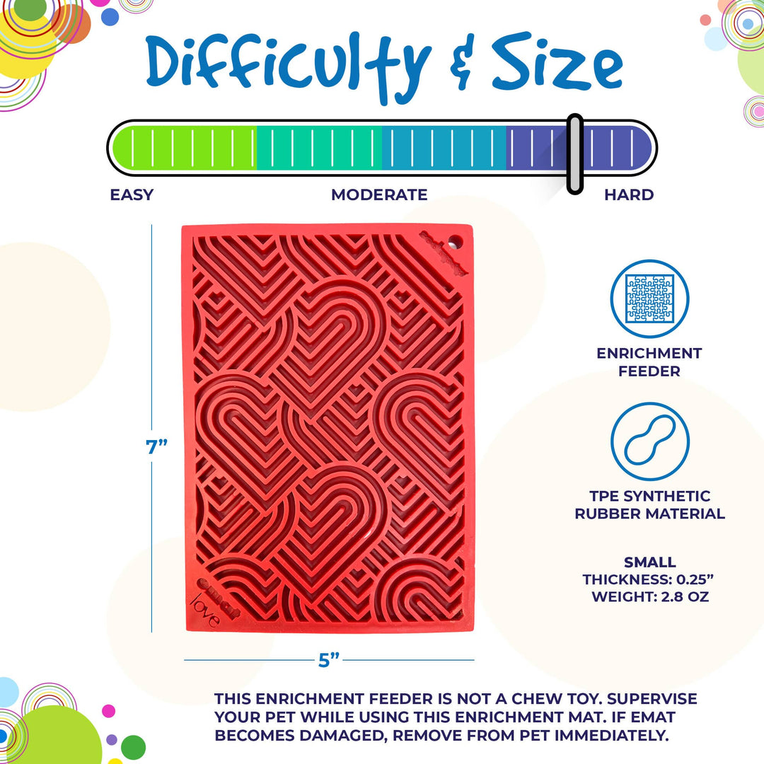 Love eMat - Enrichment Lick Mat for Dogs and Cats| Heart Design | SodaPup