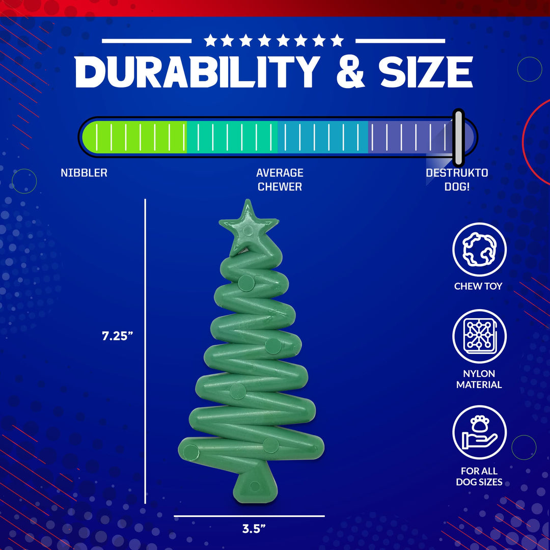 Christmas Tree Nylon Dog Chew Toy for Aggressive Chewers | USA Made &amp; FDA Compliant