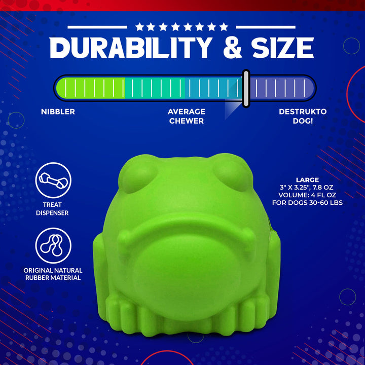 Bull Frog Dog Chew Toy &amp; Treat Dispenser - USA Made | SodaPup