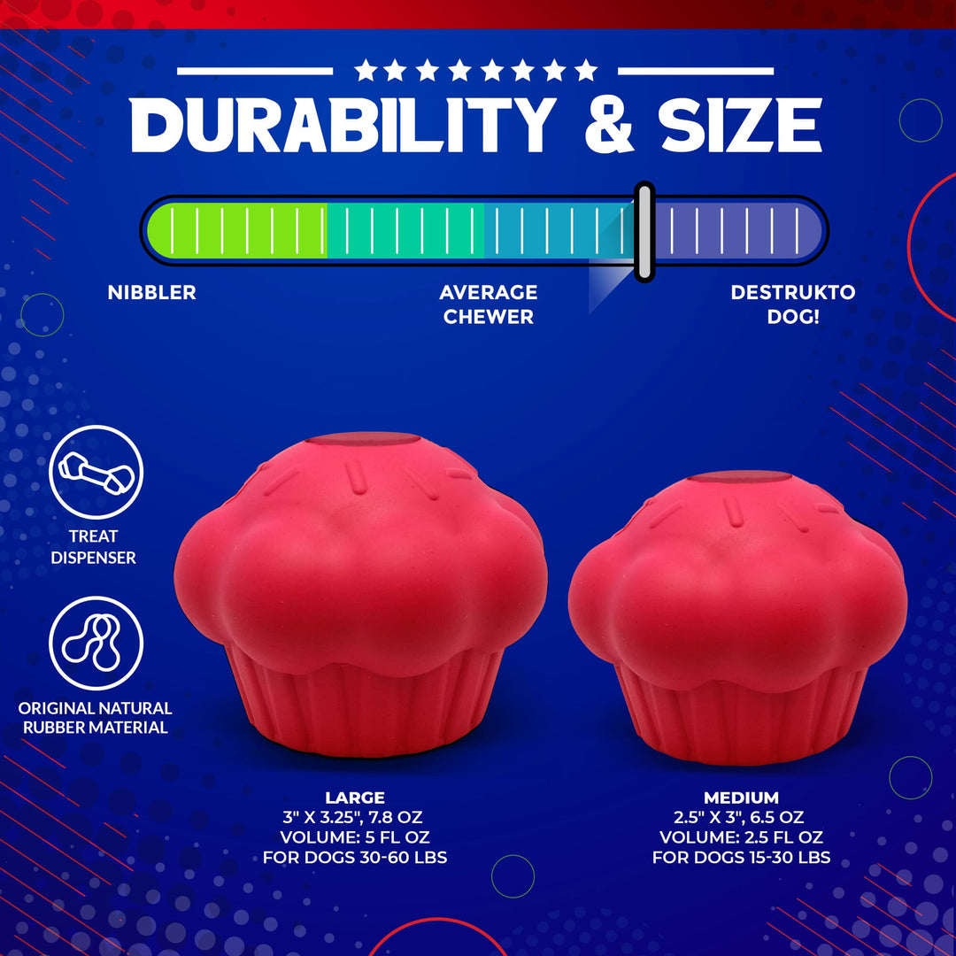 Cupcake eDispenser - Durable Rubber Chew Toy &amp; Treat Dispenser | USA Made