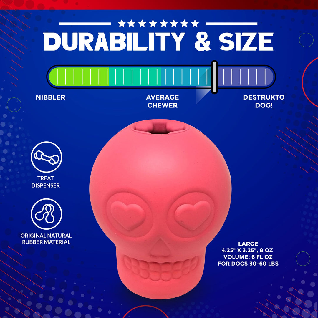 Sugar Skull Dog Chew Toy &amp; Treat Dispenser - USA Made | SodaPup
