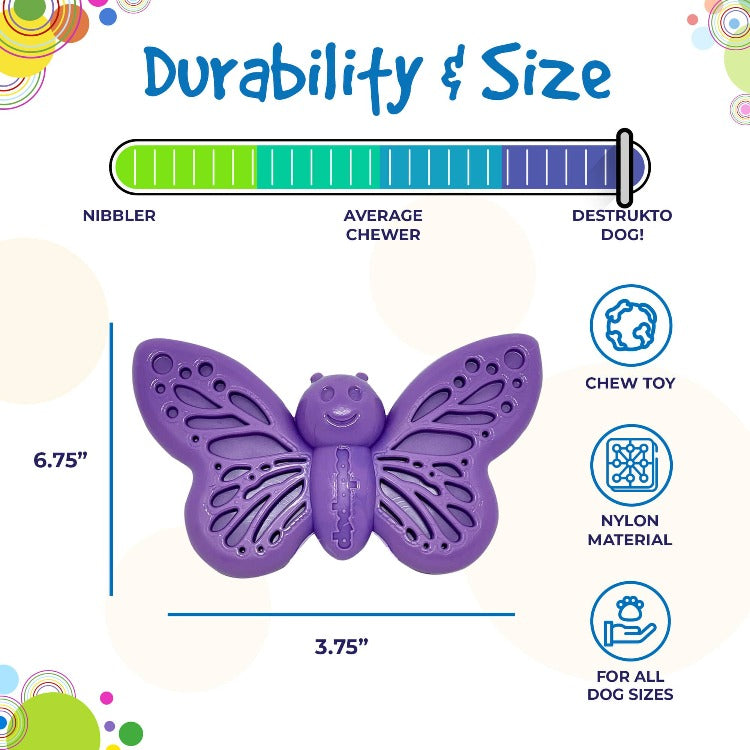 Butterfly Nylon Chew &amp; Enrichment Toy | 2-in-1 for Aggressive Chewers | SodaPup