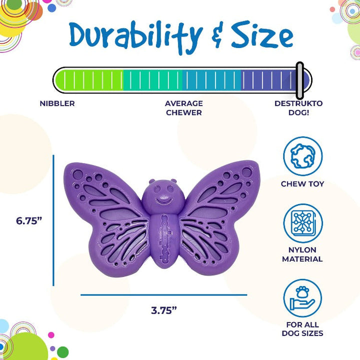 Butterfly Nylon Chew &amp; Enrichment Toy | 2-in-1 for Aggressive Chewers | SodaPup