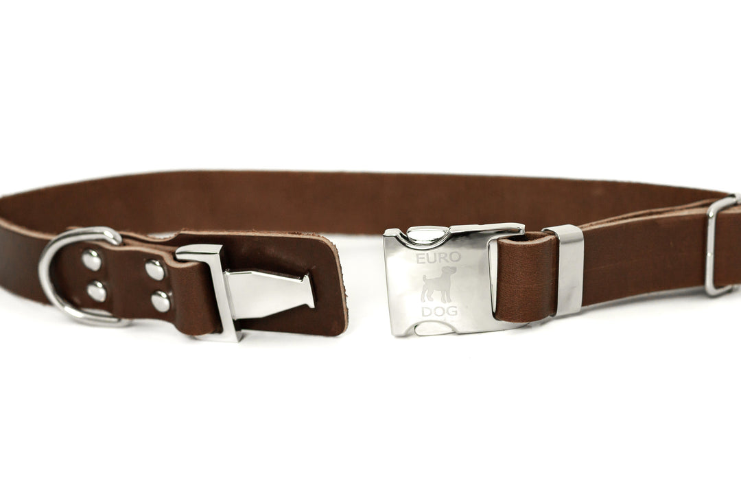 Modern Style Quick-Release Leather Dog Collar