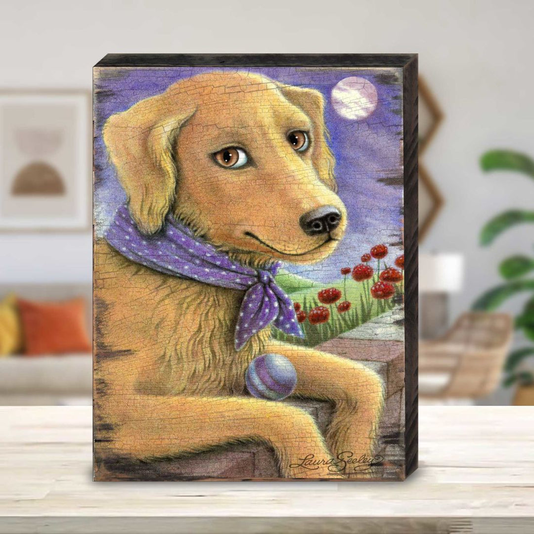 Flowers Fetch &amp; Fun Wooden Wall Art by Laura Seeley - Pets Dog and Cats Decor - 8511111B