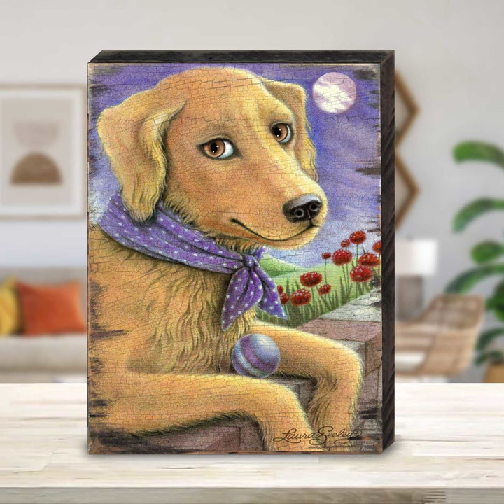 Flowers Fetch &amp; Fun Wooden Wall Art by Laura Seeley - Pets Dog and Cats Decor - 8511111B