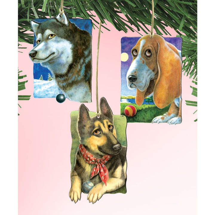 My Best Outdoor Friends Dogs Wooden Ornaments Set of 3 by Laura Seeley - Pets Dog and Cats Decor - 8100090S3-LS