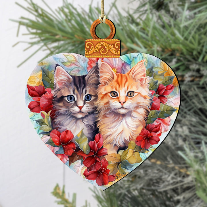 Cute Kittens Wooden Ornaments by G. Debrekht Pets Decor - 8611091
