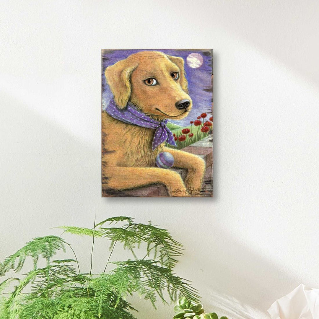 Flowers Fetch &amp; Fun Wooden Wall Art by Laura Seeley - Pets Dog and Cats Decor - 8511111B