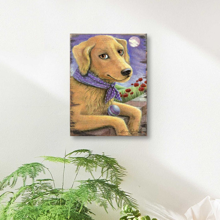 Flowers Fetch &amp; Fun Wooden Wall Art by Laura Seeley - Pets Dog and Cats Decor - 8511111B