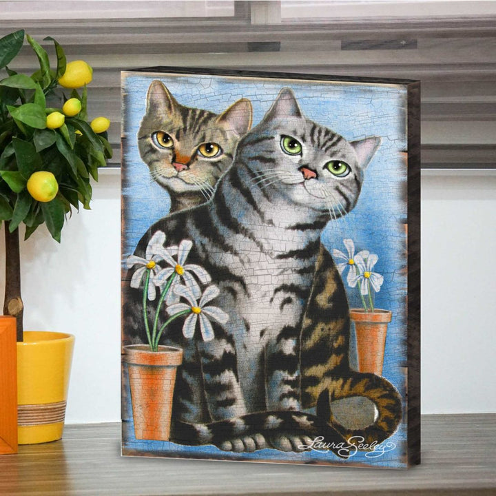 Kitty Cats Treat Wooden Wall Art by Laura Seeley - Pets Dog and Cats Decor - 8512115B