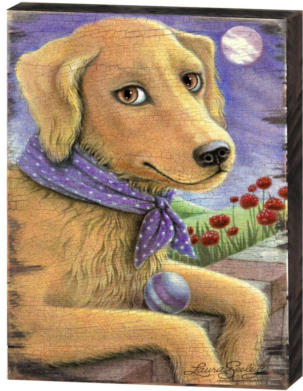 Flowers Fetch &amp; Fun Wooden Wall Art by Laura Seeley - Pets Dog and Cats Decor - 8511111B