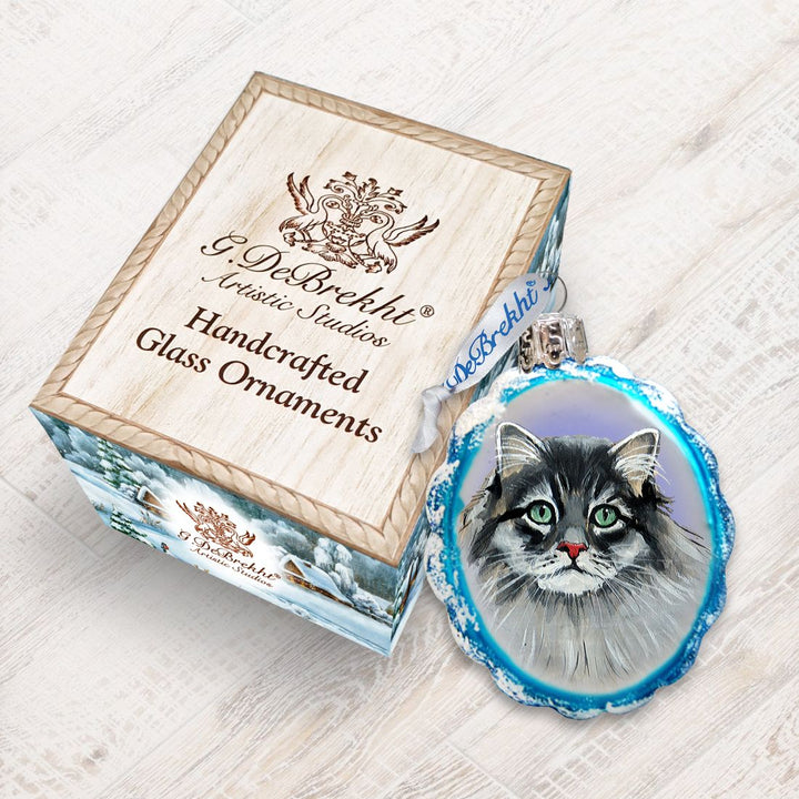 Siberian Forest Cat Mercury Glass Ornament by G. DeBrekht - Pets Dog and Cats Décor - 774015
