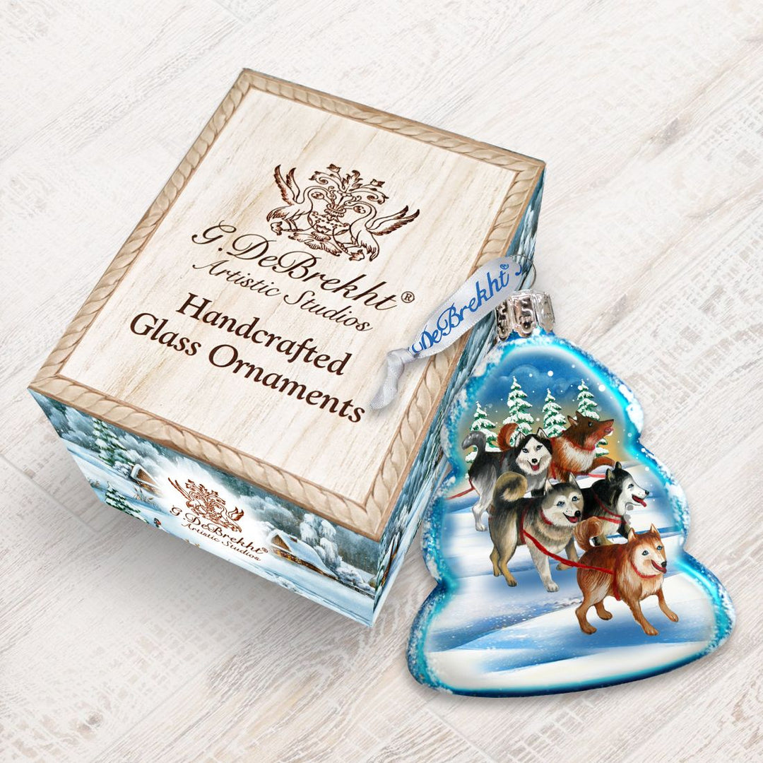 Sleigh Dogs Mercury Glass Ornament by G. DeBrekht - Wildlife Holiday Decor - 771048