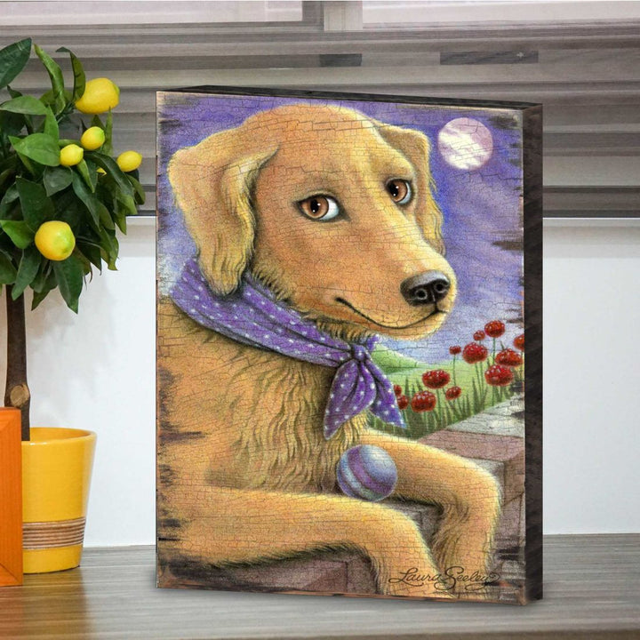 Flowers Fetch &amp; Fun Wooden Wall Art by Laura Seeley - Pets Dog and Cats Decor - 8511111B