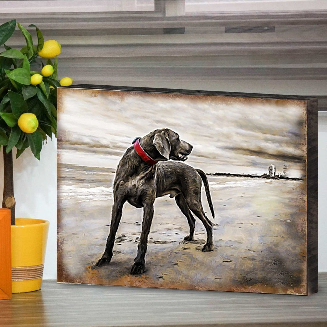 Speight Dog at The Beach Wooden Wall Art by Nature Wonders - Pets Dog and Cats Decor - 95344B