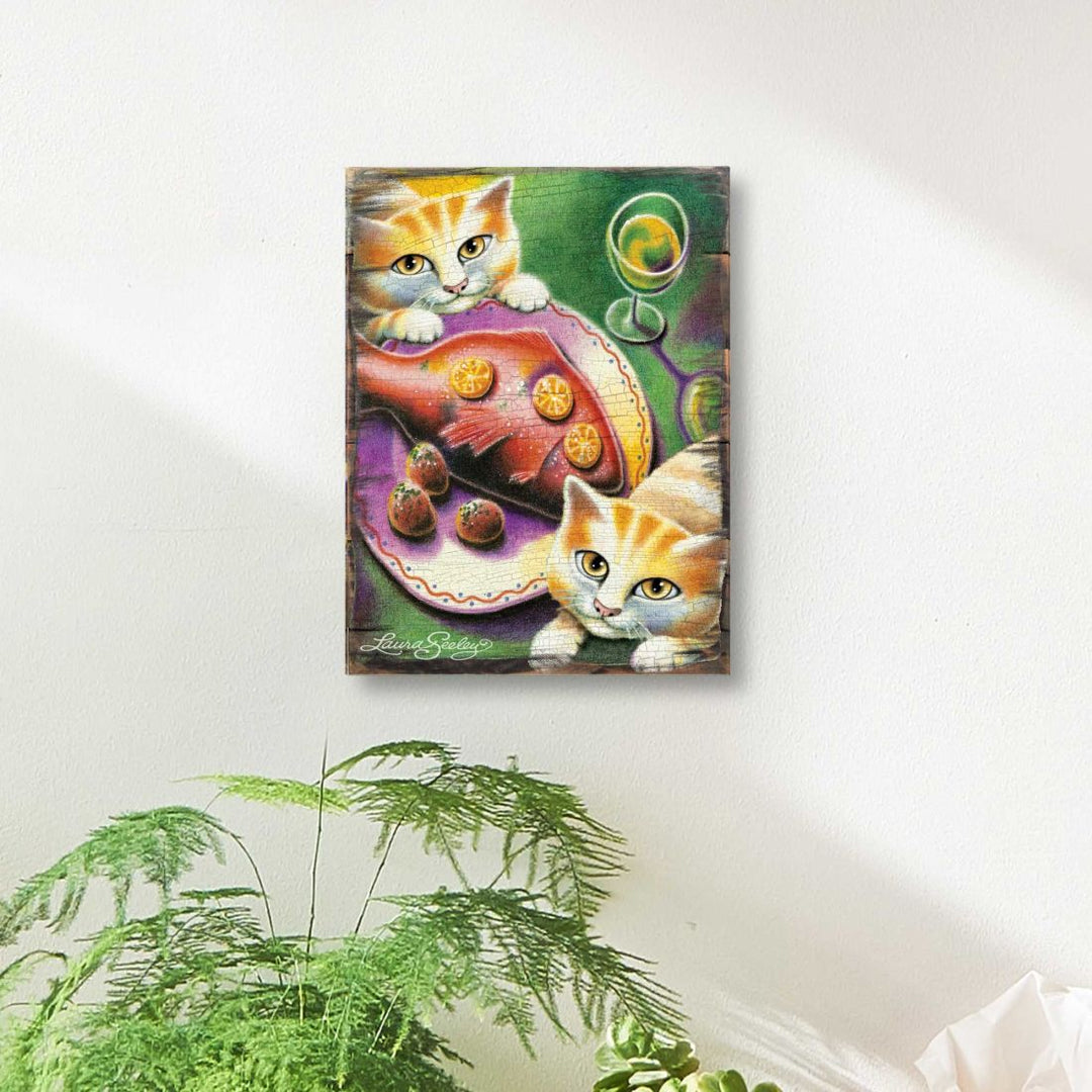 Chardonnay Wooden Wall Art by Laura Seeley - Pets Dog and Cats Decor - 8512111B