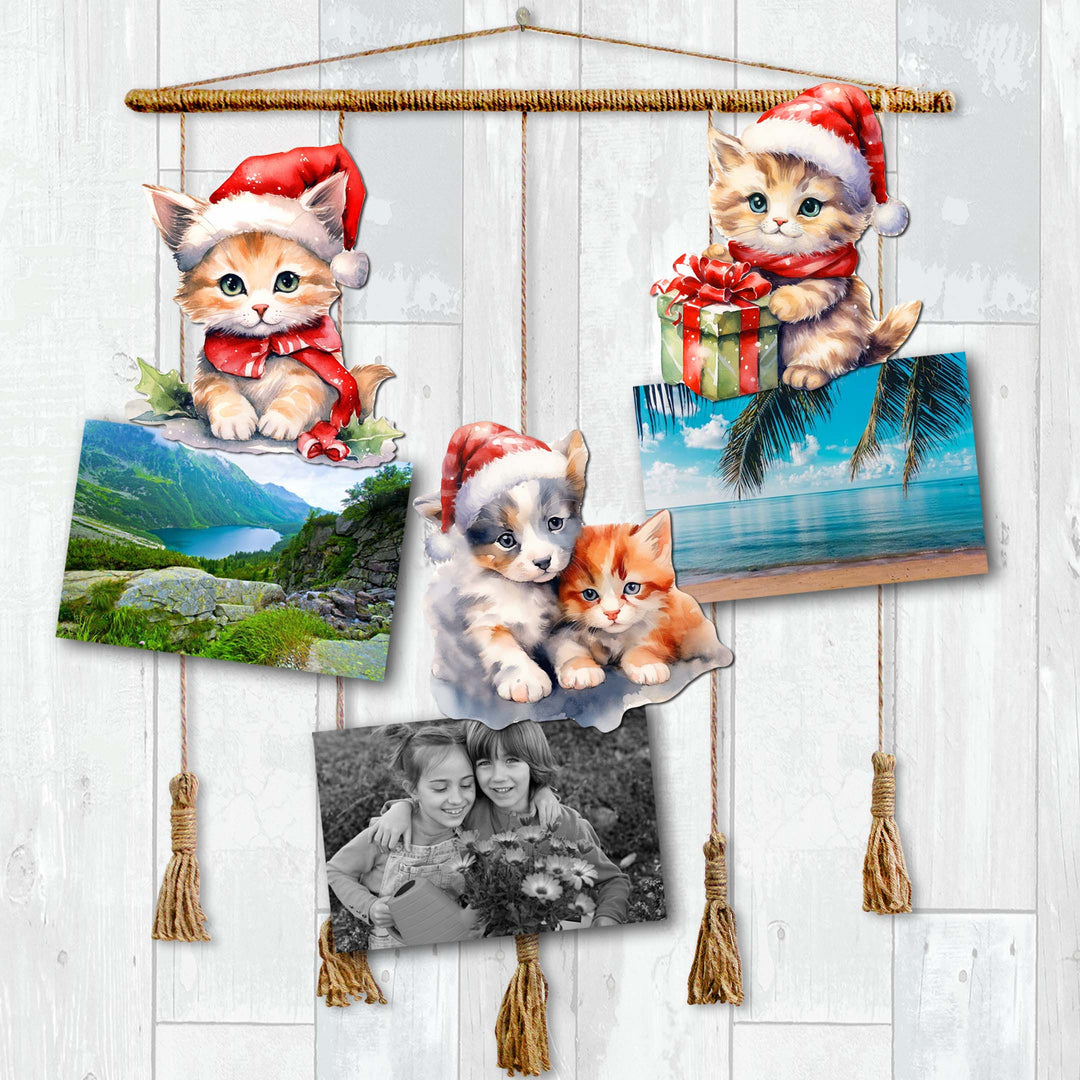 Christmas Cats Clip-On Eco Wood Decorative Ornaments Set of 3 by G. Debrekht - Christmas Decor - 8091016C-S3