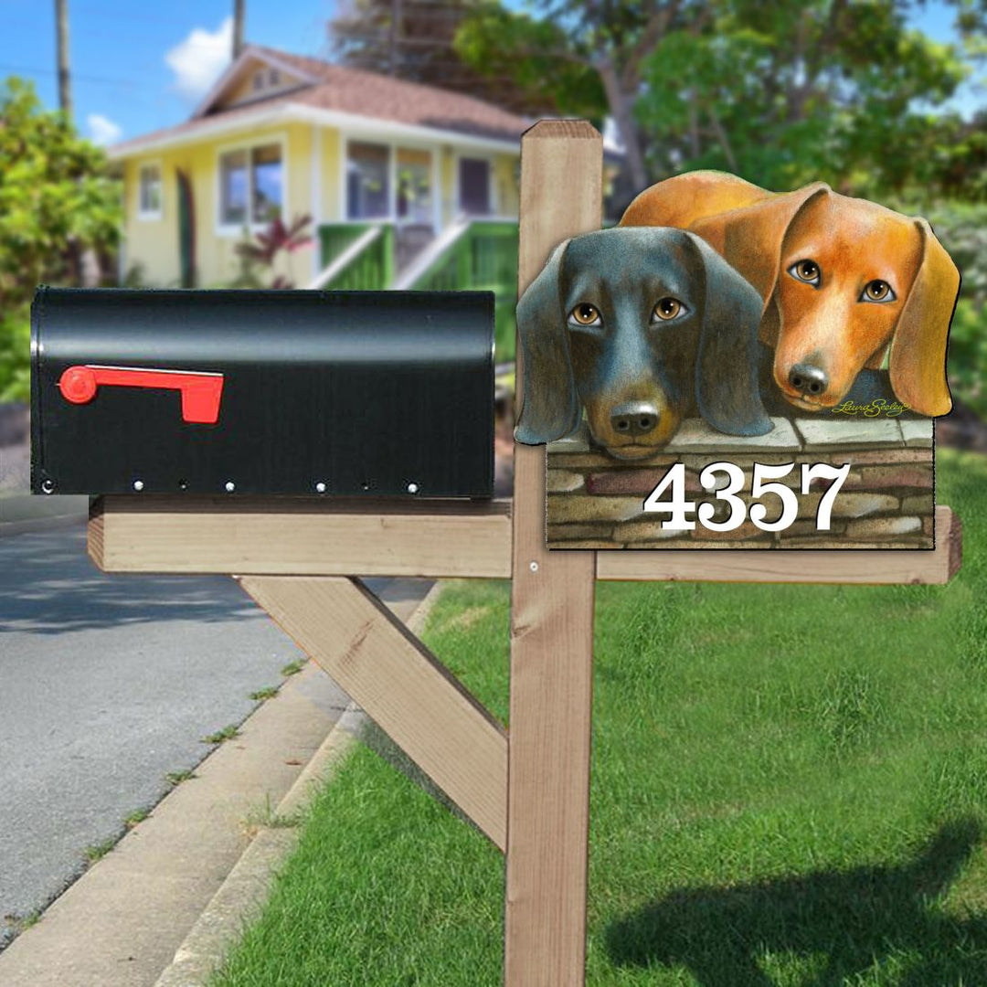 Dachshund Wooden Custom House Number Sign by Laura Seeley - Pets Dog and Cats Decor - Handcrafted Wooden Handcrafted Wooden Address Sign - MA8511016-LS