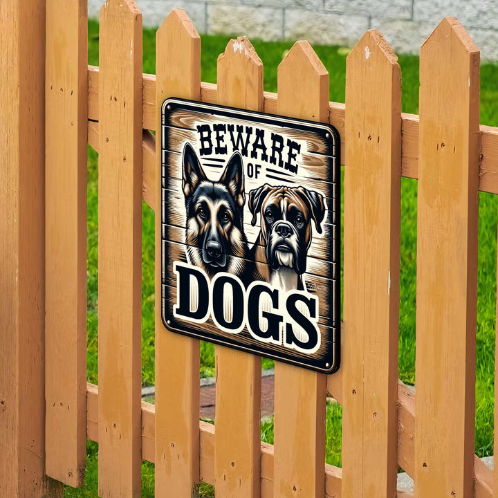 Beware of Dogs Wooden Sign – Handcrafted Birch Plywood Wall Décor – Indoor &amp; Outdoor UV-Coated Dog Warning Sign – Made in USA - 961062